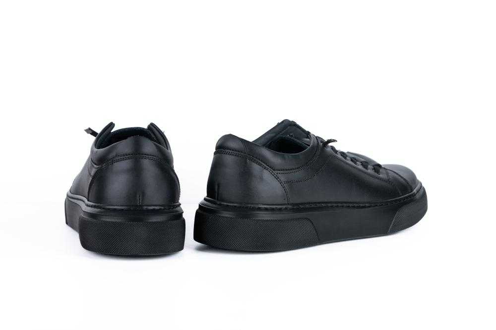 Pantofi Negri Sport Casual din Piele Naturala pentru Barbati - 1074