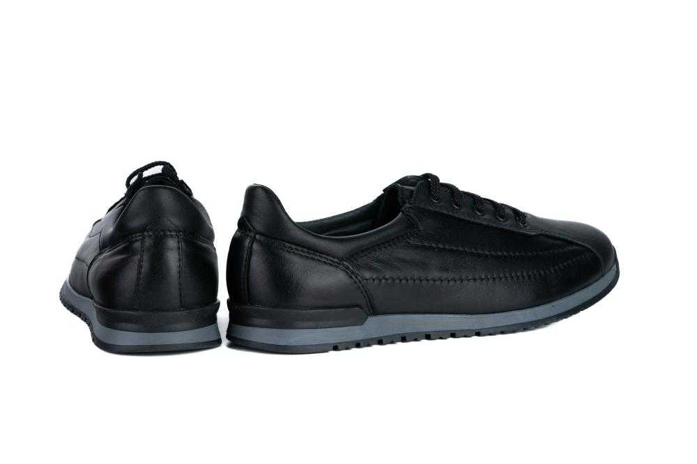 Pantofi Negri Sport Casual din Piele Naturala Pentru Barbati - 1068