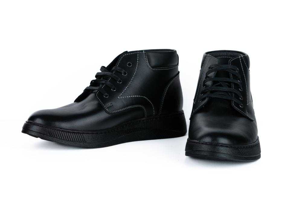 Ghete Negre Din Piele Naturala Pentru Barbati - 3024