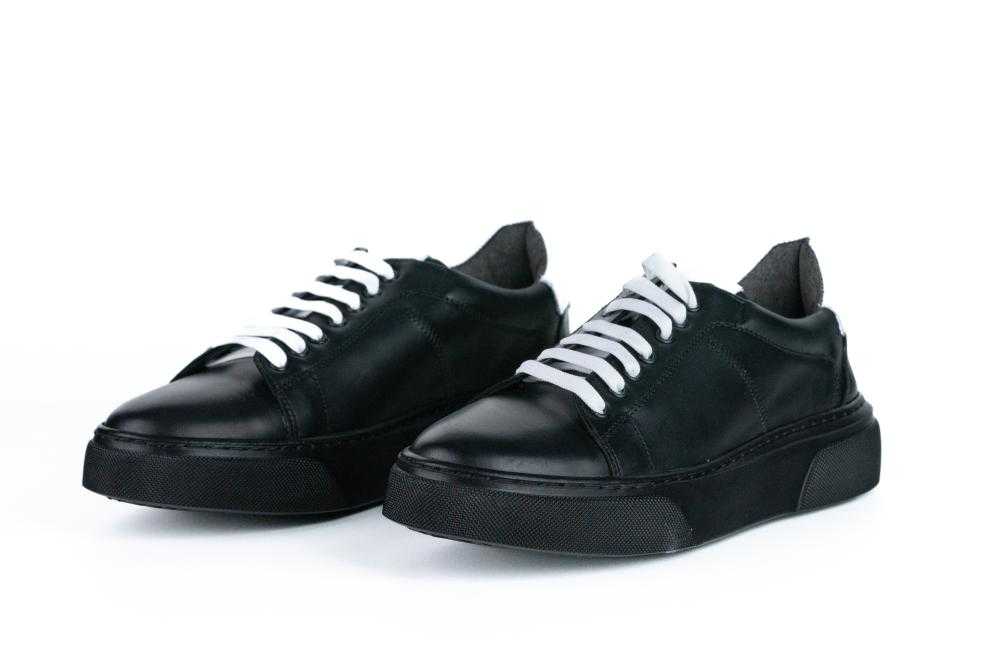 Pantofi Negri Sport Casual din Piele Naturala Pentru Barbati - 1066