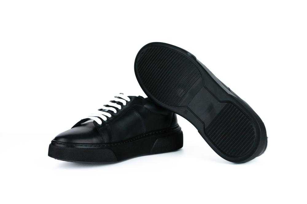Pantofi Negri Sport Casual din Piele Naturala Pentru Barbati - 1066
