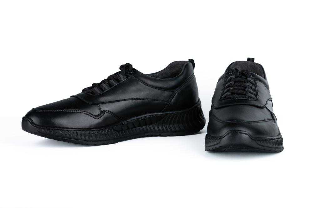 Pantofi Negri Sport Casual din Piele Naturala Pentru Barbati - 1067